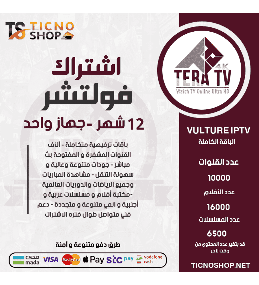 Tera 12 اشتراك تيرا 12 شهر Tera Tv - الصورة 1