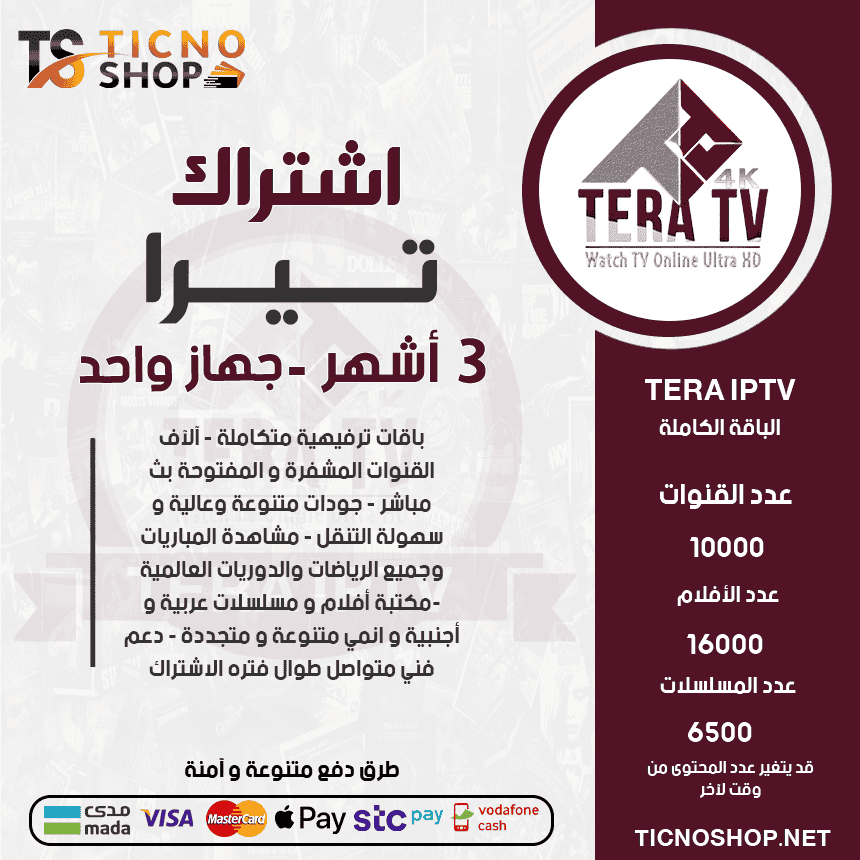 Tera 3 اشتراك تيرا 3 اشهر Tera Tv - الصورة 1