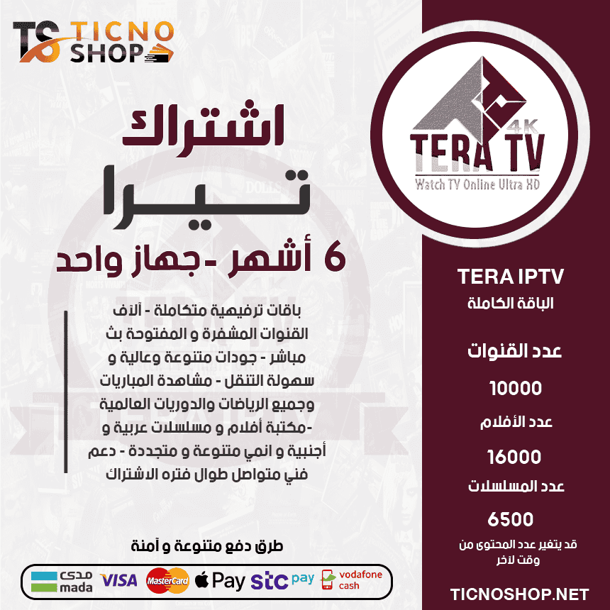 Tera 6 اشتراك تيرا 6 اشهر Tera Tv - الصورة 1